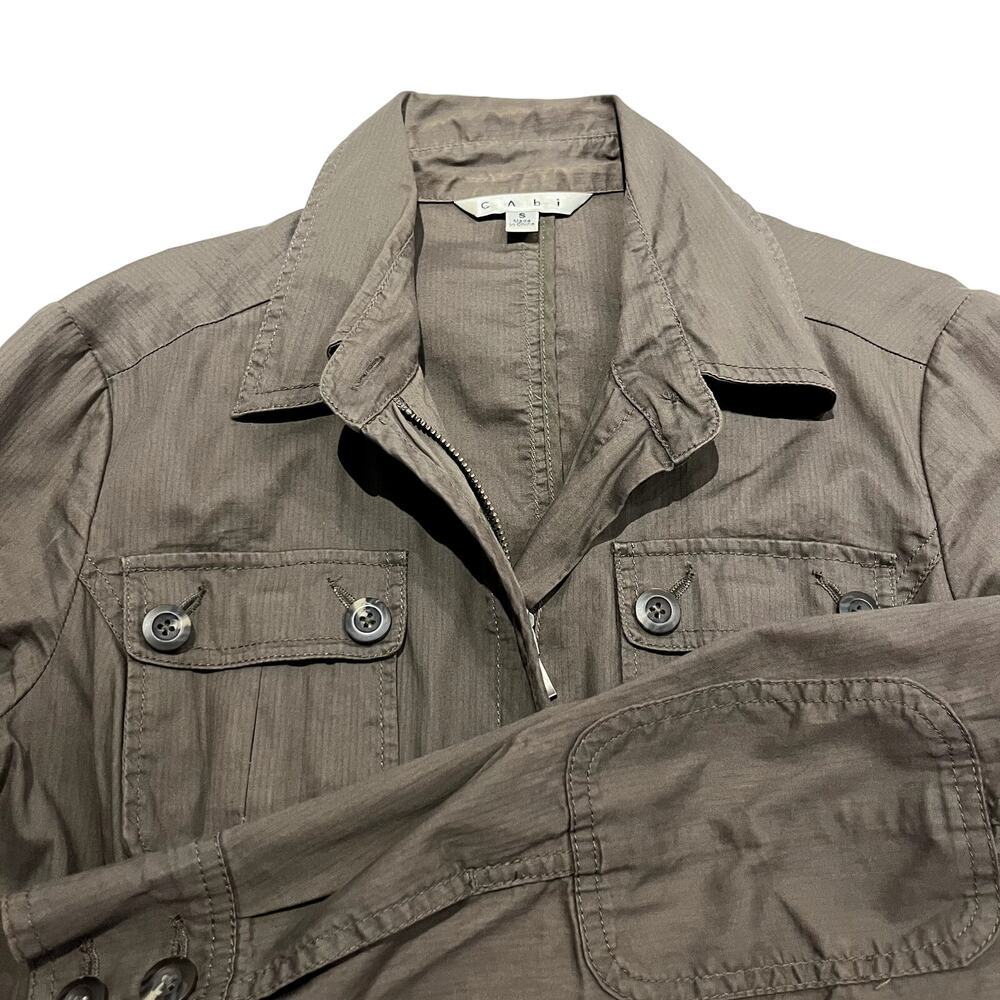 CAbi Aviator Jacket Womens Size Small Brown Zip Front